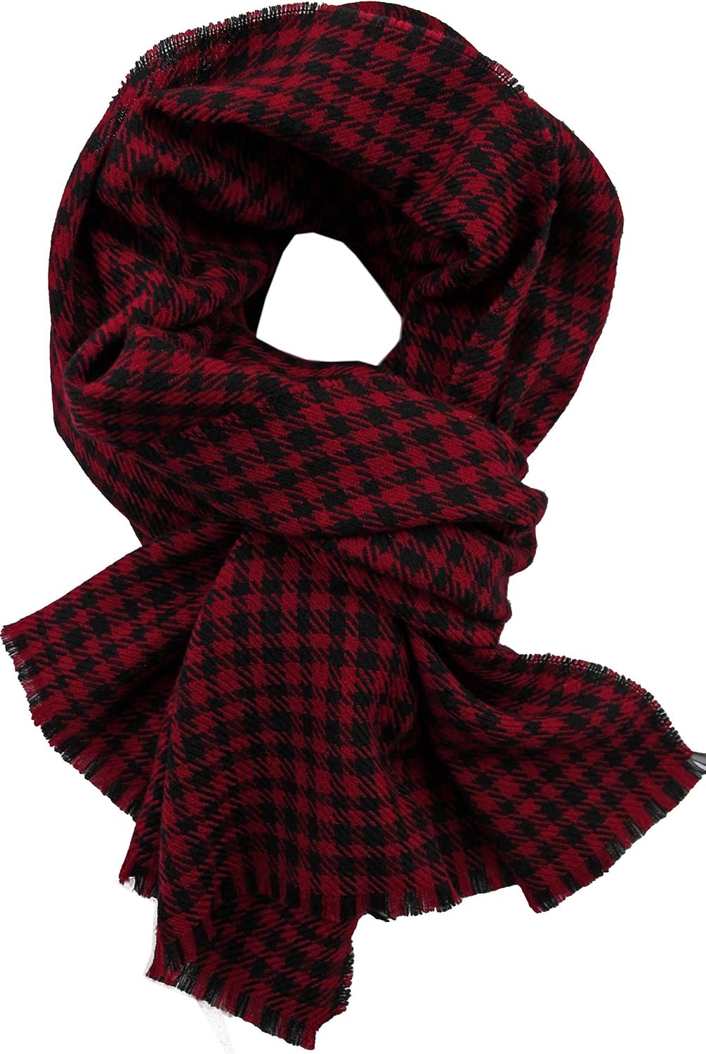 Merino Wol Sjaal Rood Zwart Geruit - Comfortabel & Stijlvol