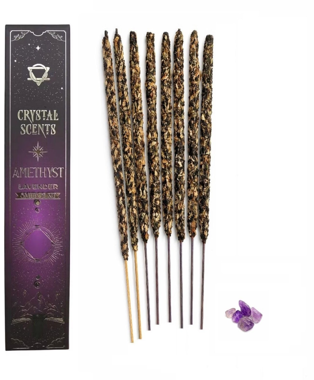 Geurstokjes Set met Kristallen - Lavendel Geur voor Meditatie en Rituelen