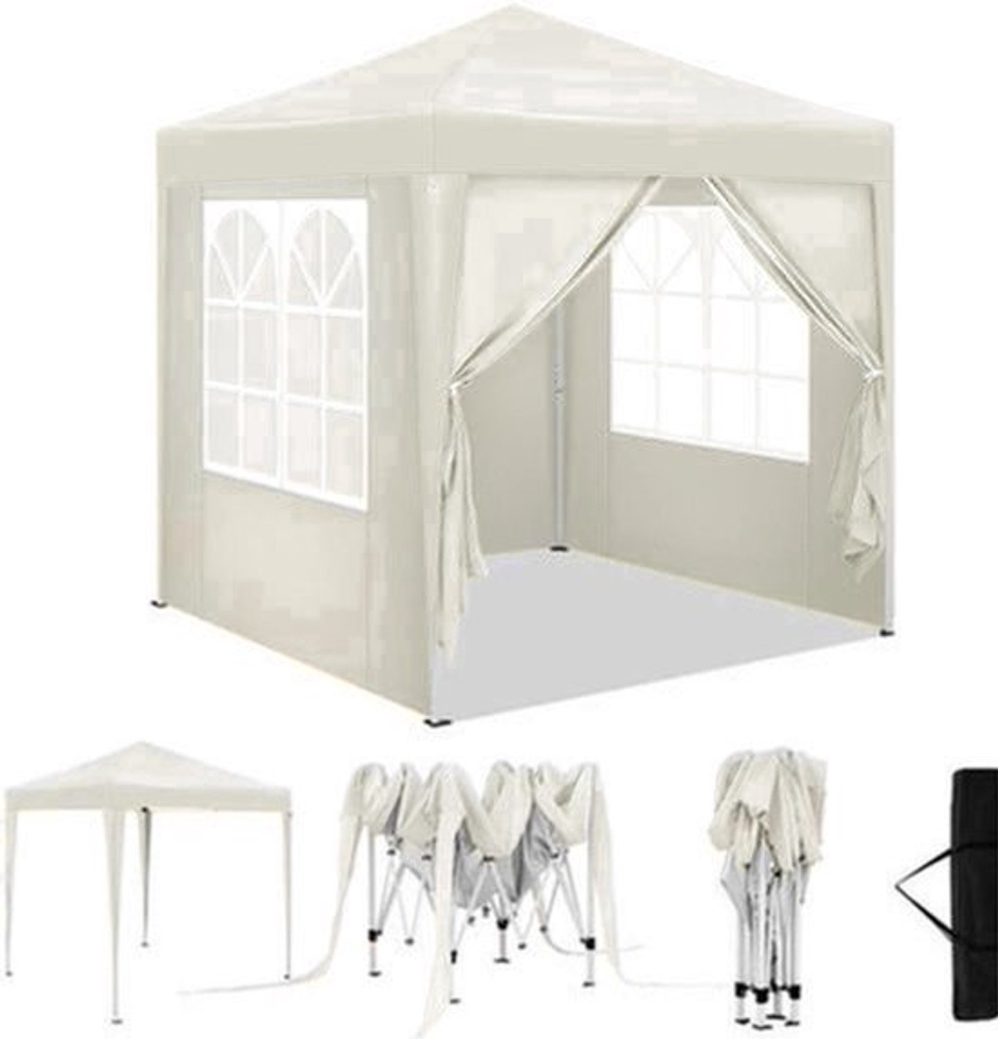 Partytent - Tent – Partytent Opvouwbaar – Hoogte Verstelbaar - Tuin Tent – Feesttent - Pergola - Paviljoen - Gazebo – 2x2m - Waterdicht - UV-Bescherming - Beige
