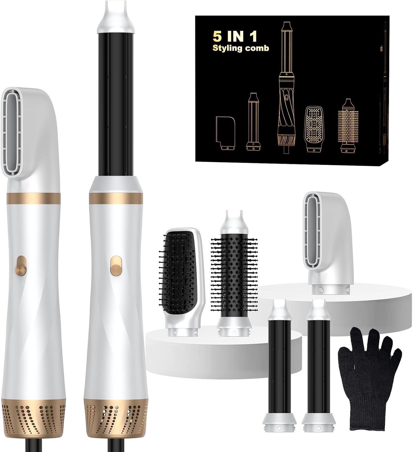 5-in-1 Haarstyler - Witroze - 1000 W - Multistyler met Verwisselbare Opzetstukken - Voor Alle Haartypes