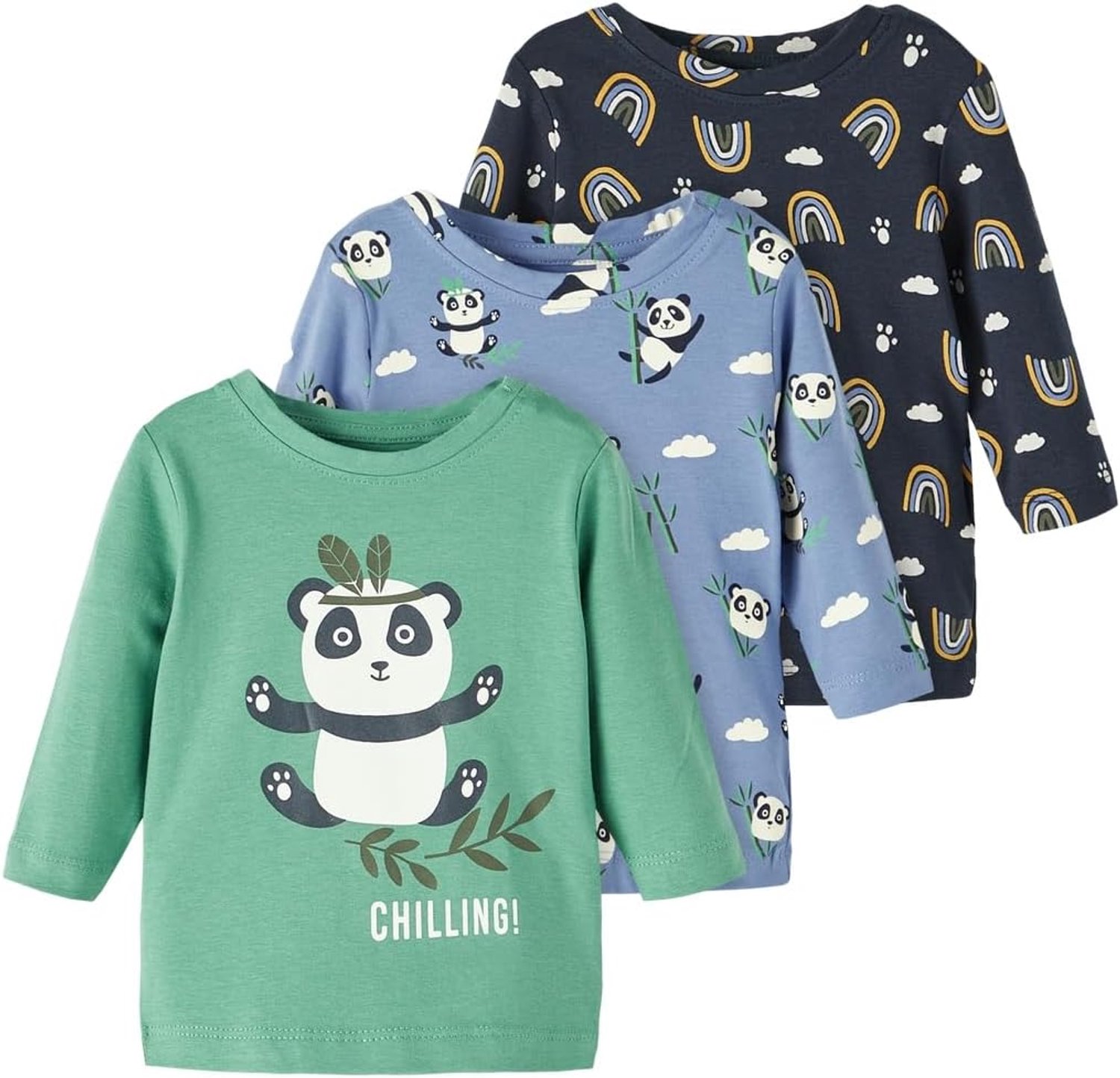NAME IT Baby Jongens Nbmmopanda Longsleeve Shirt Multipack