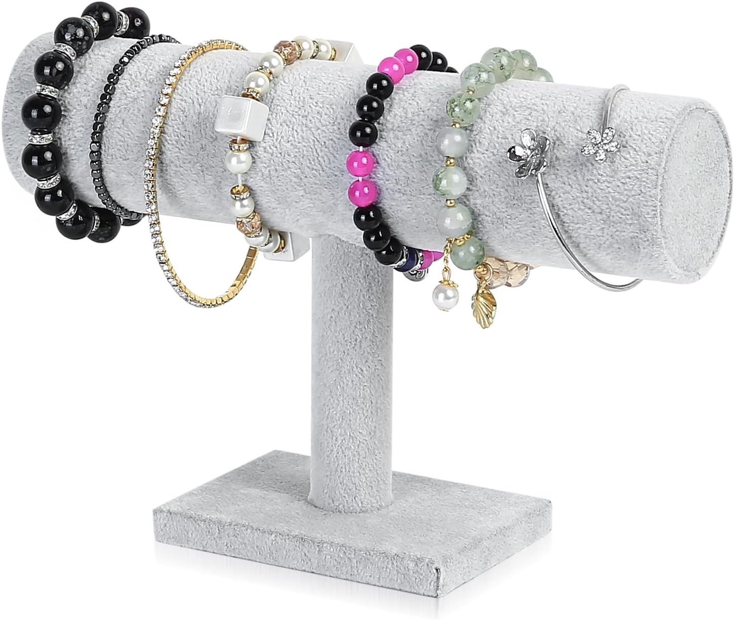 T-Shaped Armbandhouder en Sieraden Organizer met Verwijderbare Horhouder - Grijs, 23.5 x 14 cm, Perfect voor Sieraden en Horloges, Ruimtebesparend en Stijlvol