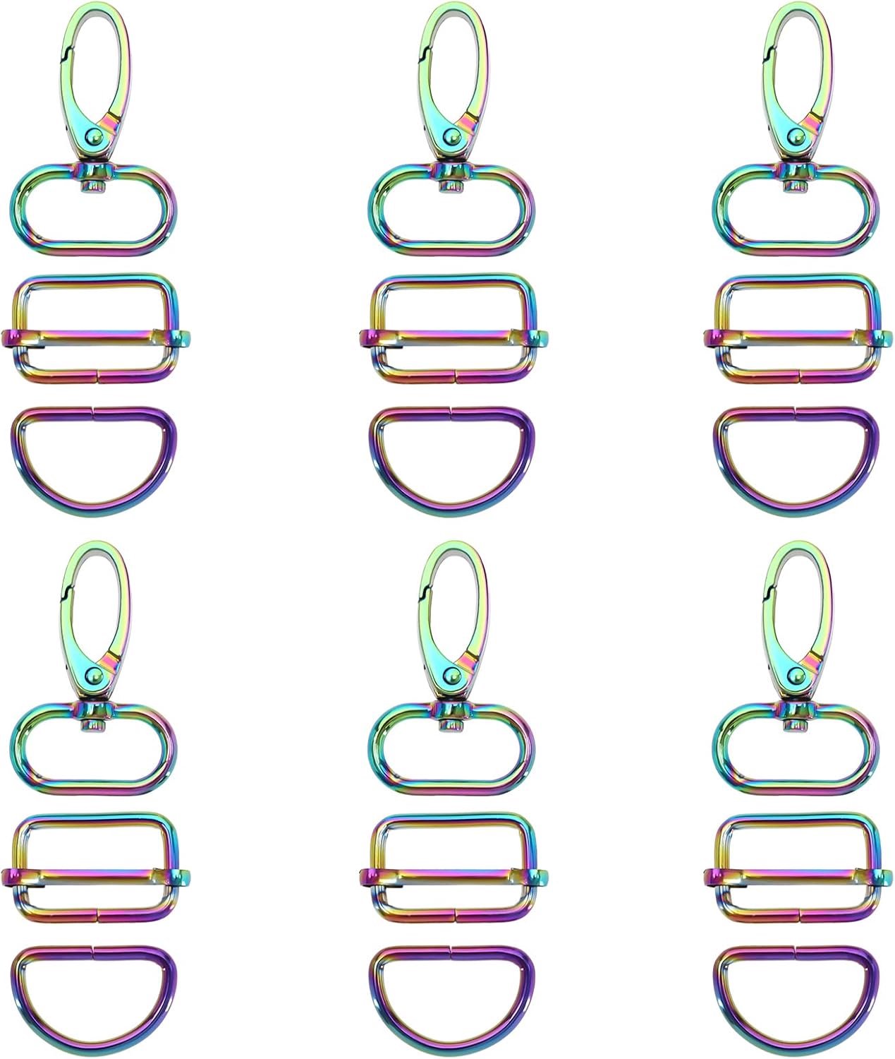 Regenboog Swivel Haak Gesp Set, 18 Stuks Metaal voor Sleutelhangers & Tassen