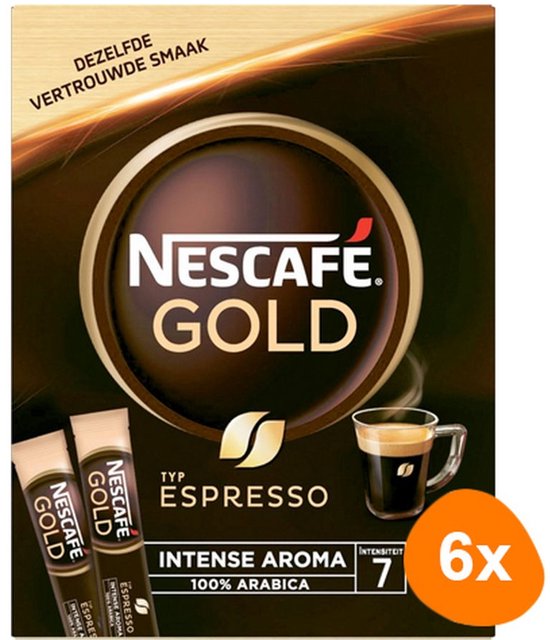 Nescafé Gold Espresso doos met 6x25 sticks, 100% Arabica koffie met intens aroma en intensiteit 7.