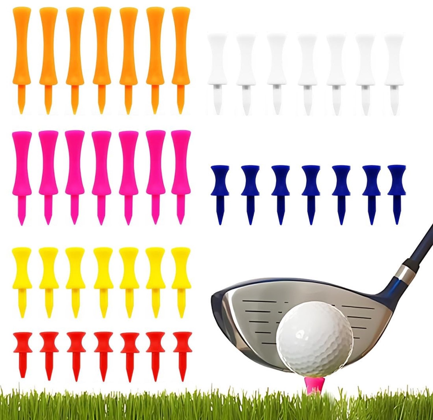 Professionele Golf Tees Set van 48 Stuks in Diverse Hoogtes