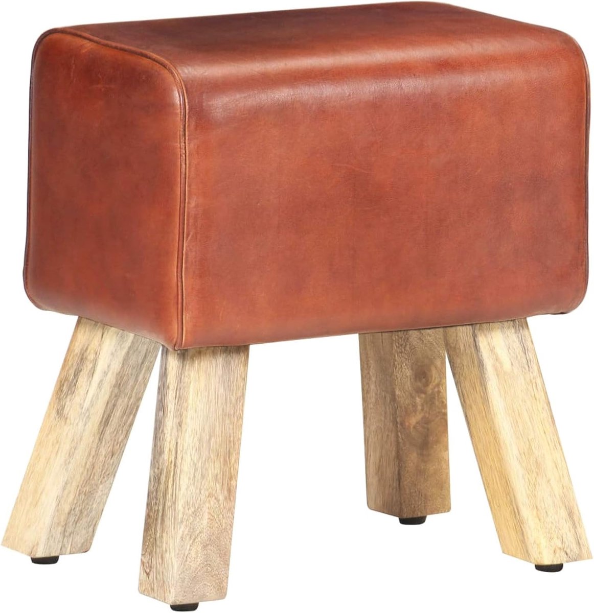Bank handgemaakte zitkruk zitbank turnbok lederen bank springbok gangbank garderobebank gestoffeerde bank 38 x 25 x 45 cm bruin echt leer