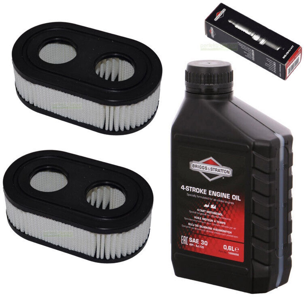 Bougie + filter + grasmaaierolie voor Briggs & Stratton B&S BS 550E, 550EX en 575EX