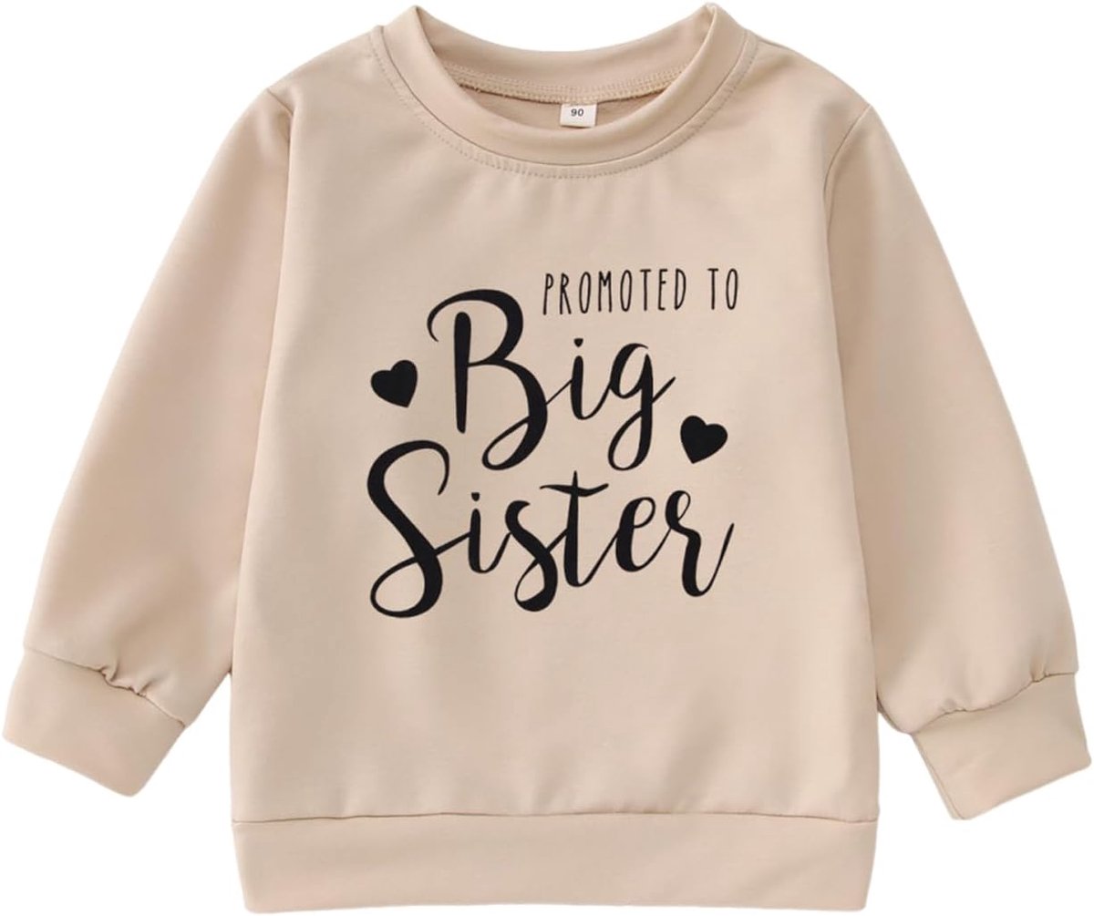 C&M WODRO Big Sister sweatshirt baby aankondiging trui meisjes kinderen shirt met lange mouwen bevorderd tot grote zus outfit pasgeborenen trui broers en zussen babykleding warme kinderkleding