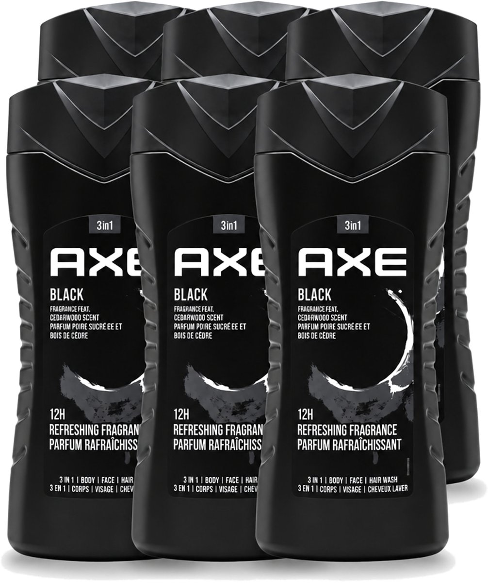 6 x Axe – Douchegel – Black – Houtachtig & Fris - 250 ml - Voordeelverpakking - 6 stuks