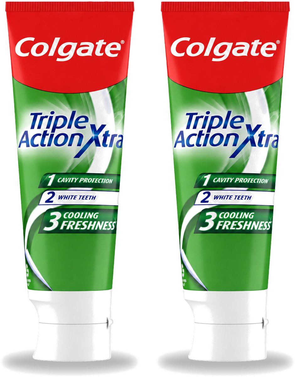2 x Colgate - Triple Action - Xtra Fresh - Tandpasta - 75ml - Voordeelverpakking - 2 stuks