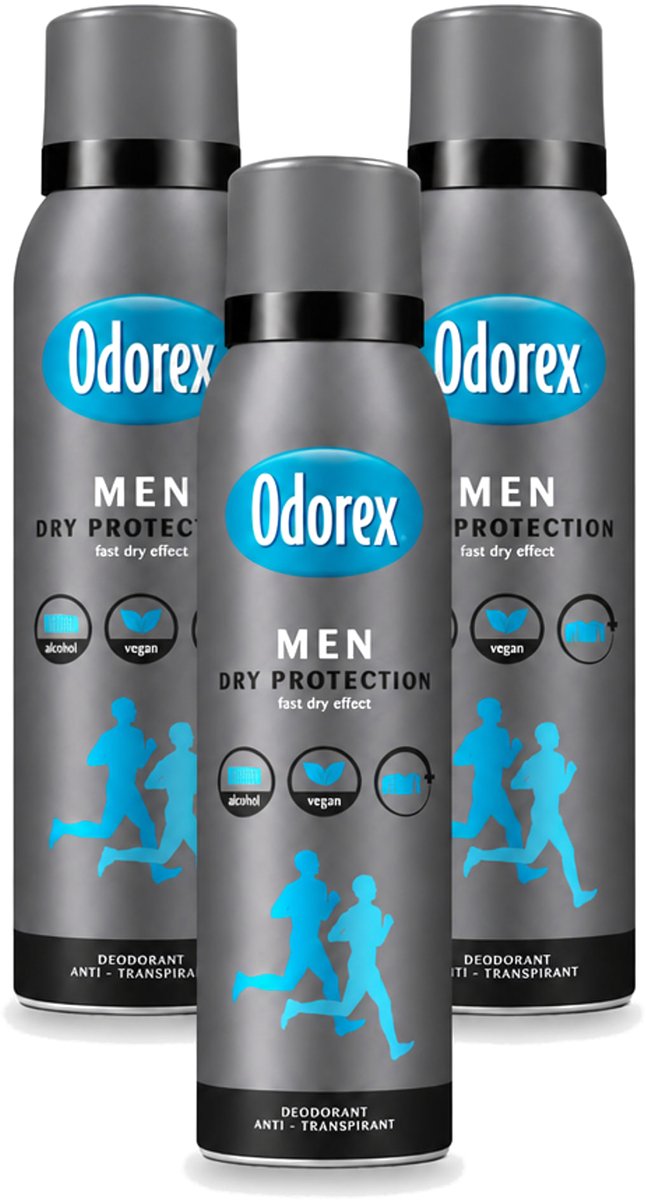 3 x Odorex Men - Deodorant Spray - Dry Protection - Langdurige Frisheid - 150 ml - Voordeelverpakking - 3 stuks