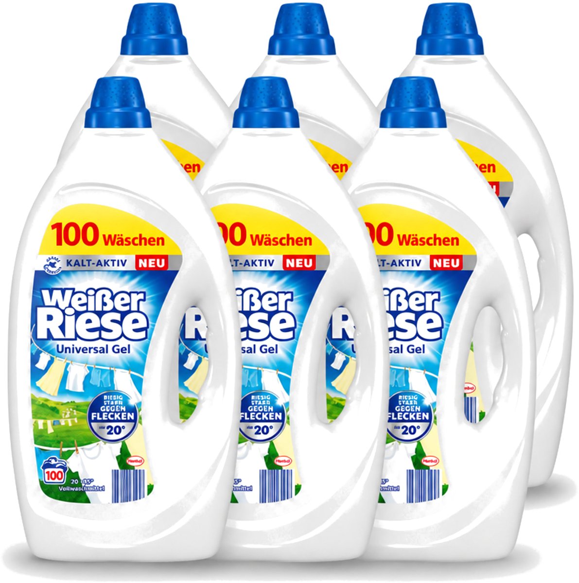 6 x Witte Reus - Gel - Vloeibaar Wasmiddel - Witte Was - 100 Wasbeurten - Voordeelverpakking - 6 stuks