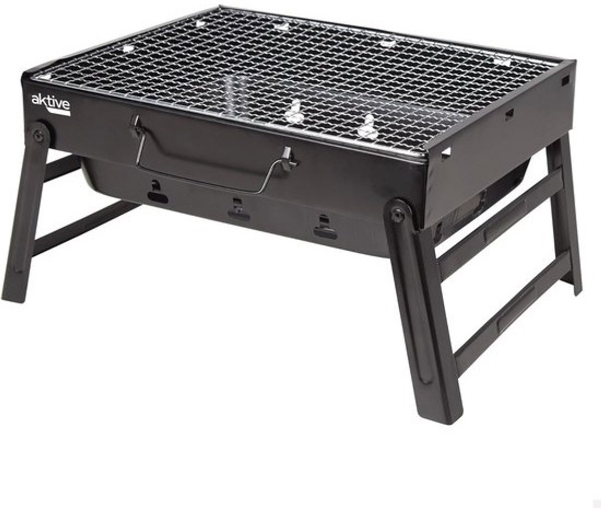 Draagbare houtskoolgrill - Rechthoekig en inklapbaar - 35 x 27 x 20 cm - Voor camping en balkon