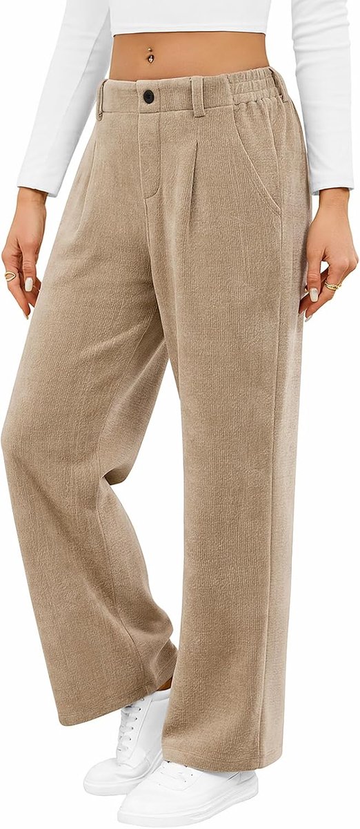 Damesbroek, hoge taille, voor herfst en winter, warme broek, stoffen broek, comfortabele elegante winterbroek met zakken