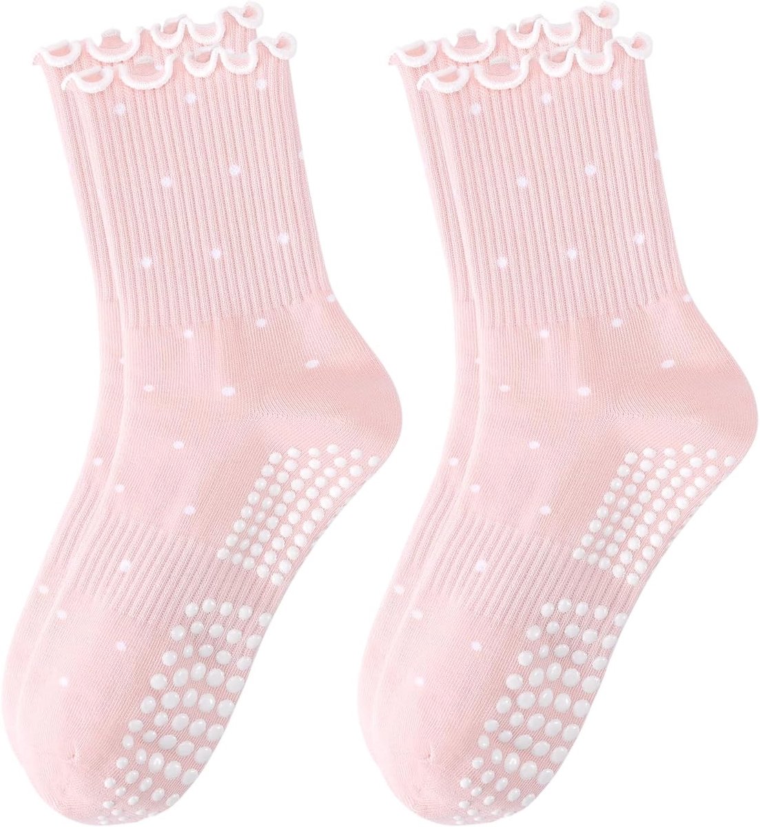 Sokken voor Vrouwen, Antislip Grippy Boog Borduurwerk Yoga Sokken voor Fitness Ballet Bar Werk & Dans