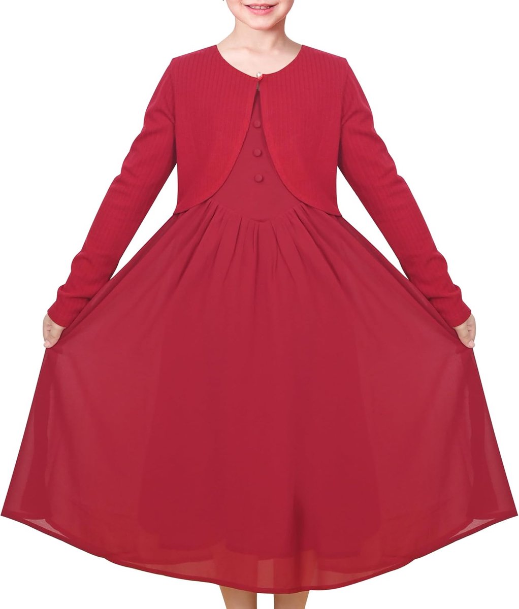 2 stuks Meisjes Moe Jurk Bolero Haal je schouders op Bijgesneden Vest Partij Prinses 4-8 jaar