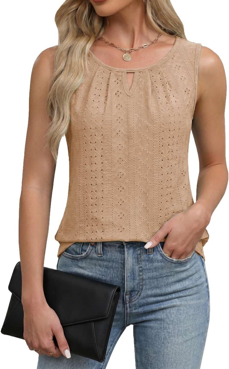 Tanktops zomer shirts mouwloze blouse elegant bovendeel voorkant plooien tuniek blousetop