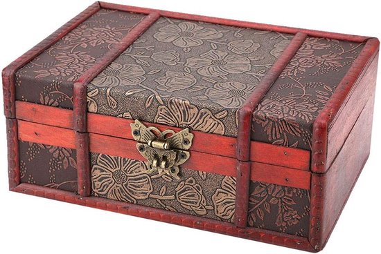 Opbergdoos, retro organiserer voor sieraden en boeken, decoratief, kleine schatkist met slot — afbeelding 2