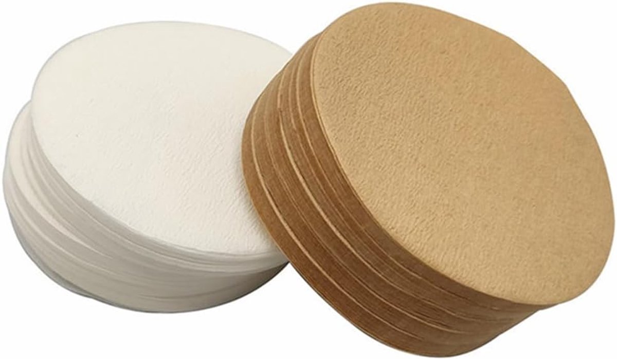 Rond, verpakking van 200 stuks, espresso filter, 51 mm koffiefilter, compatibel met vele koffiezetapparaten, wit-bruin