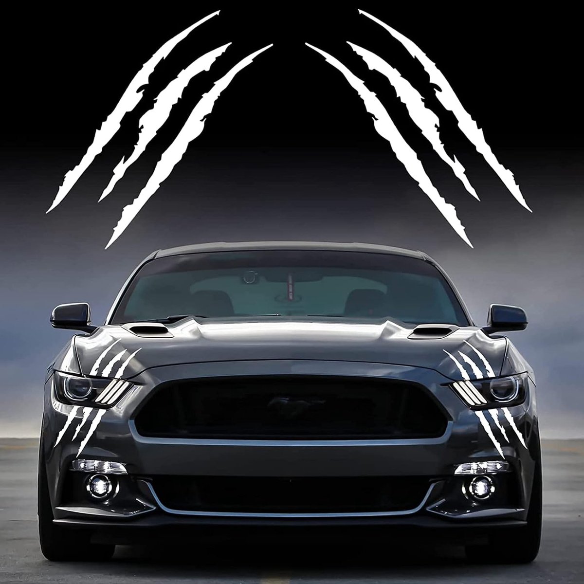 2 stuks Monster Kras autostickers, racestickers, 40 x 14 cm, monster-klauwsticker, autosticker, bumperstang voor koplampen, motorfietsen, vrachtwagens, stickerdecoratie, wit