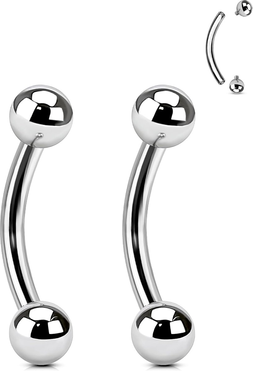 2 STKS Verticale Labret Lip Bars Minimalistische Rook Piercing Sieraden 16G 6 8 mm Wenkbrauw Bar Gebogen Barbell Intern Schroefdraad Helix Daith Tragus Kraakbeen Oorbel Bar voor Vrouwen Mannen