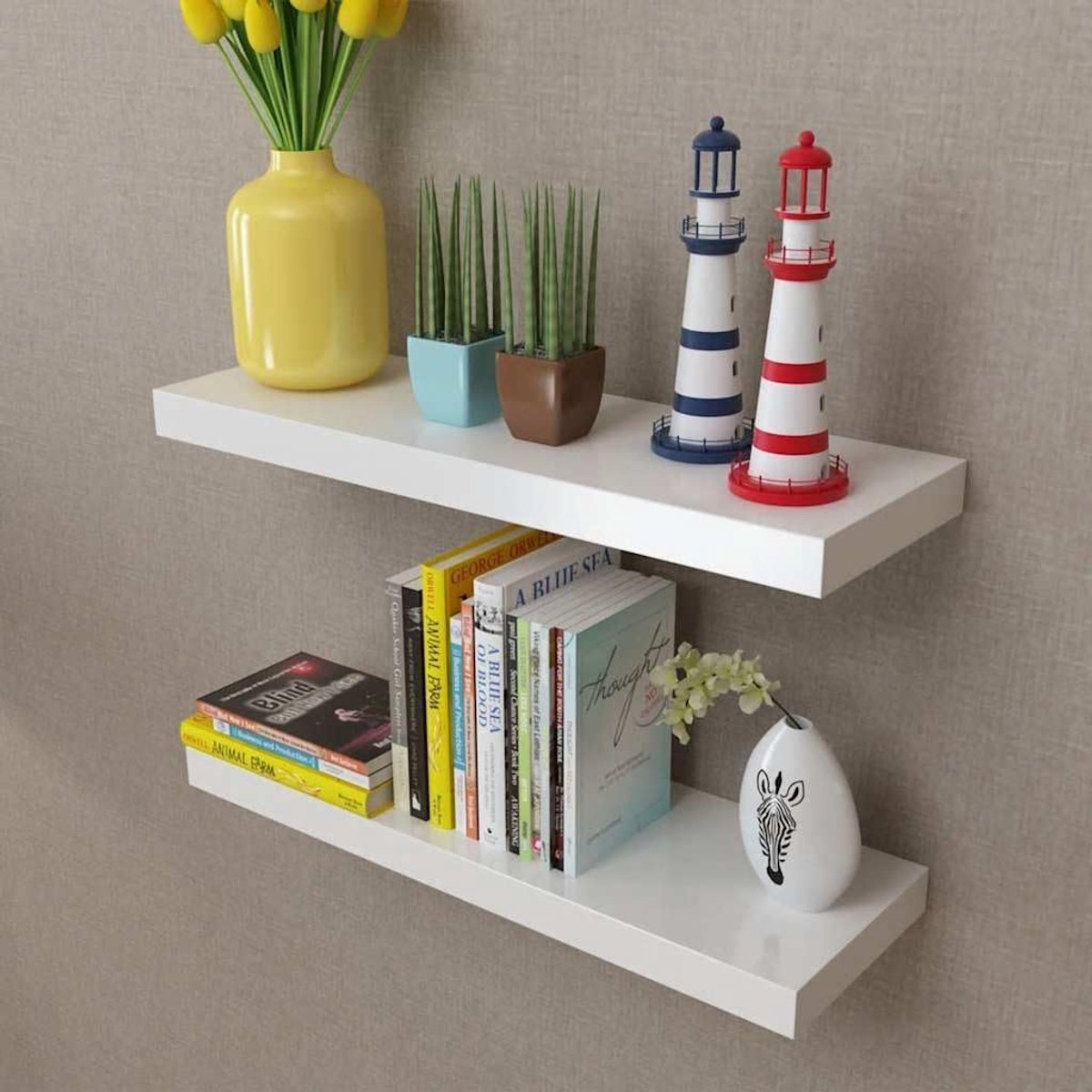 2 stuks MDF wit onzichtbaar bevestigingssysteem zwevende plank hangrek montage inrichting opslag ontwerp