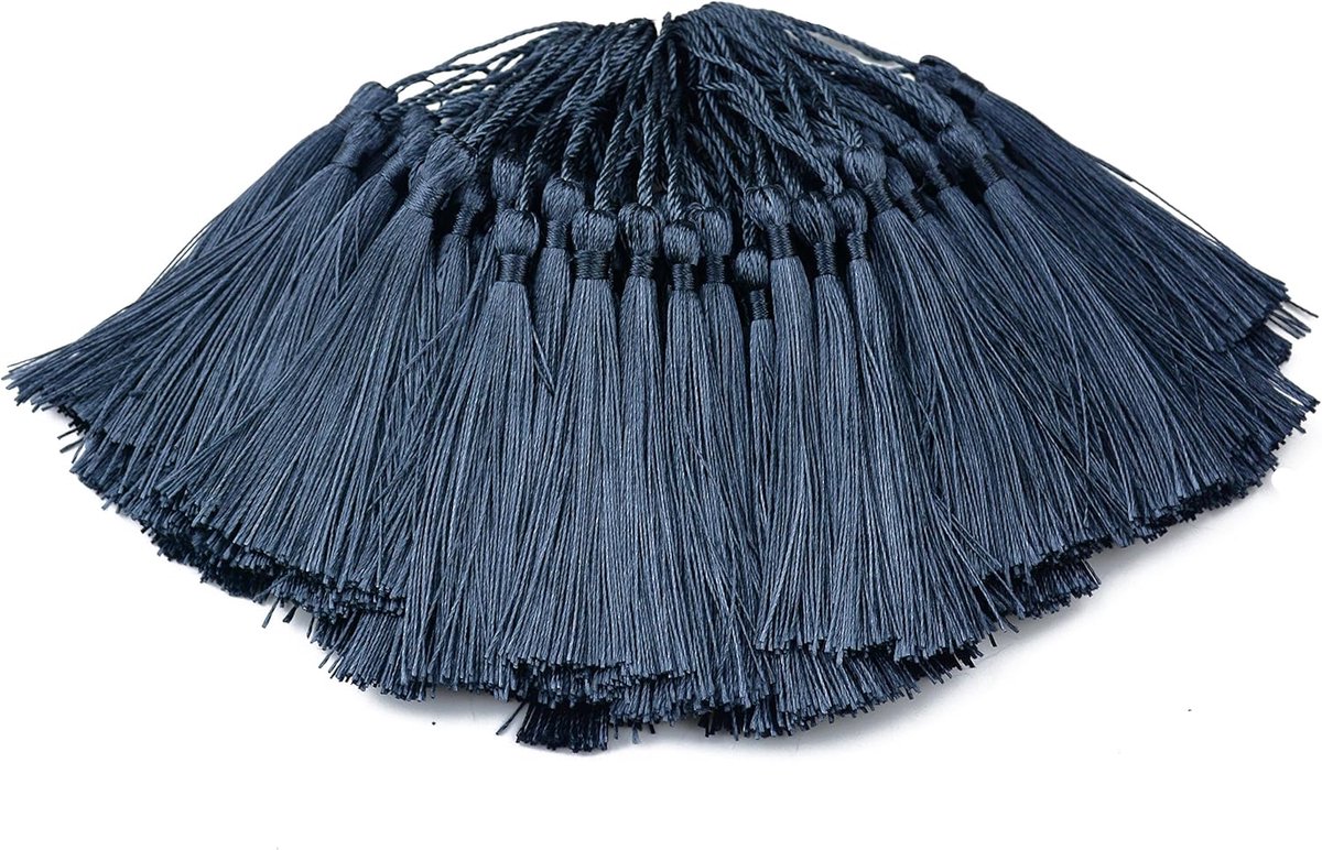 100 stks 13cm/5 Inch Zijdeachtige Floss Bladwijzer Kwastjes met 2-Inch Koord Loop en Kleine Chinese Knoop voor Sieraden Maken, Souvenir, Bladwijzers, DIY Craft Accessoire(Donker grijs)