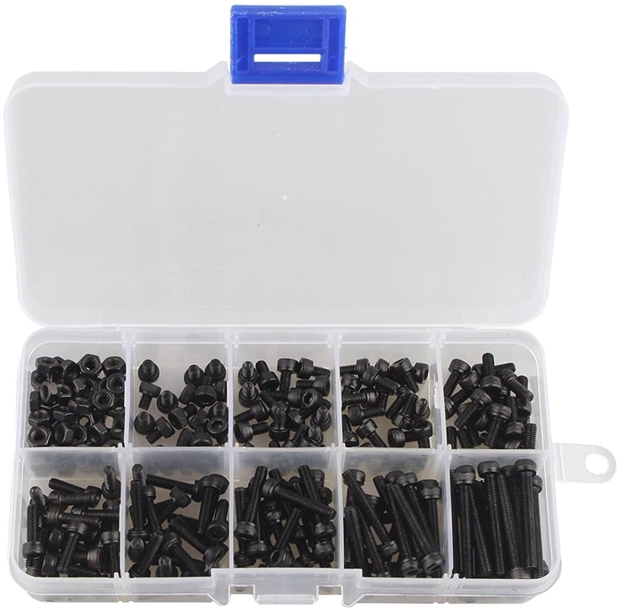 240 stks M3 Koolstofstaal Inbusbout 4-25mm Knop Hoofd Hex Socket Cap Schroef Bolt Metrisch