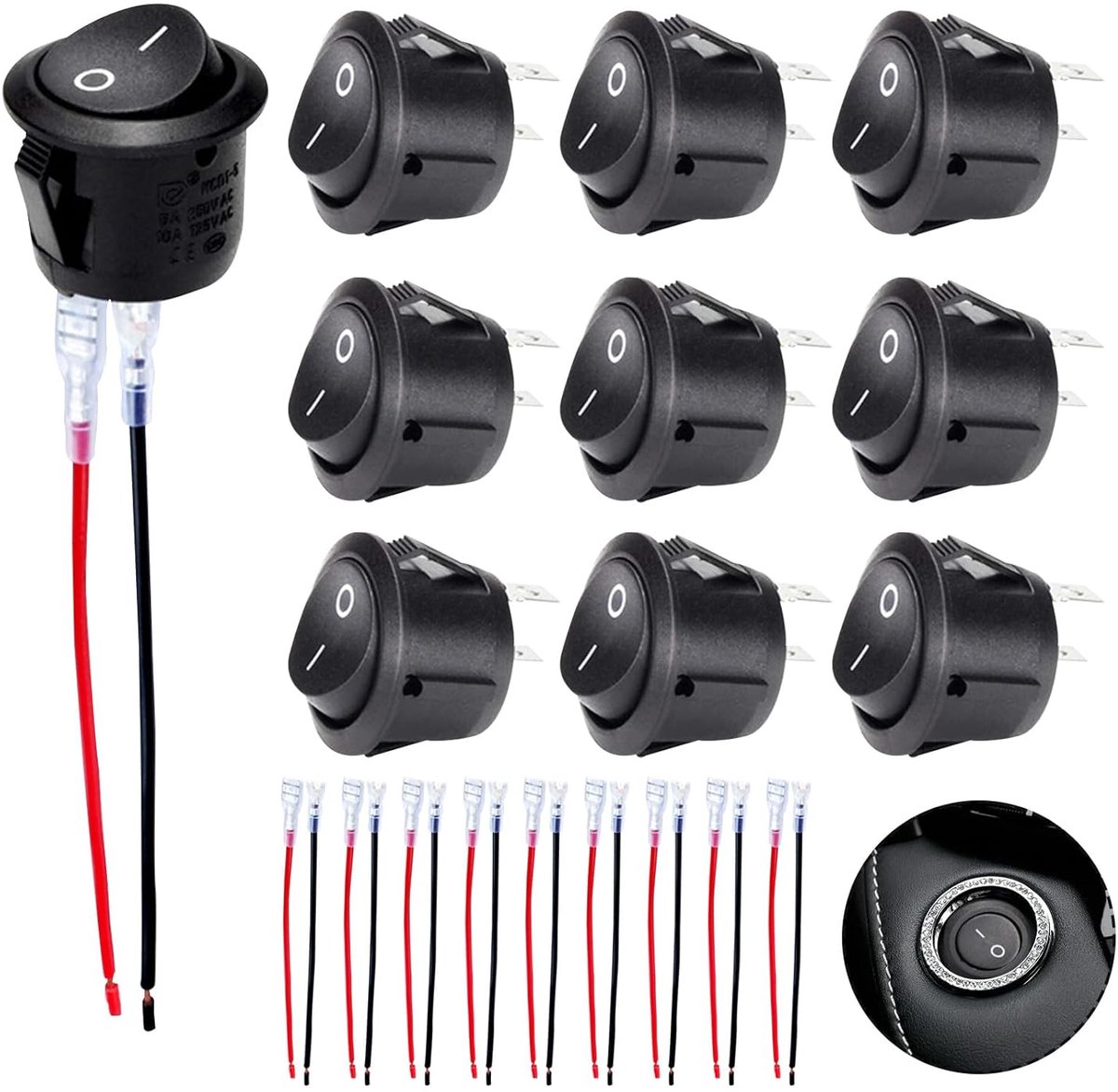 Rocker Switch 12V - 2-Pin ON-OFF - Rond zwart - Voor verlichting en motoren - ShopVlot