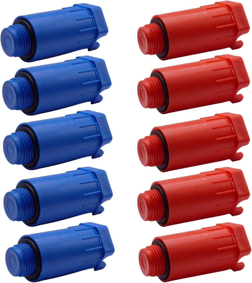 SnelShoppen - 20 Stuks 1/2 Inch Constructiepluggen, Rode en Blauwe Plastic Drukplugs met Sealing Gaskets voor Waterdruk Testen, Gemakkelijk te Install