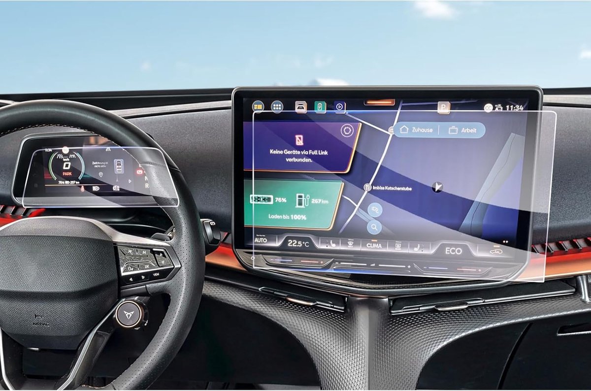 GAFAT 2 Pieces Compatible with Cupra Tavascan 2025 2026 15" Navigation + 5.3" Cockpit Tempered Glass Screen Protector - ShopVlot