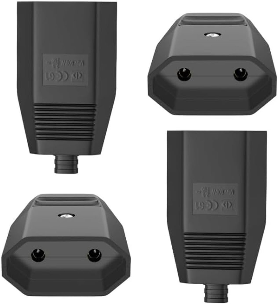 4 pieces Euro plug, flat plug coupler 250 V IP20, rubber Euro plug colour for Schuko plug coupler with kink - ShopVlot