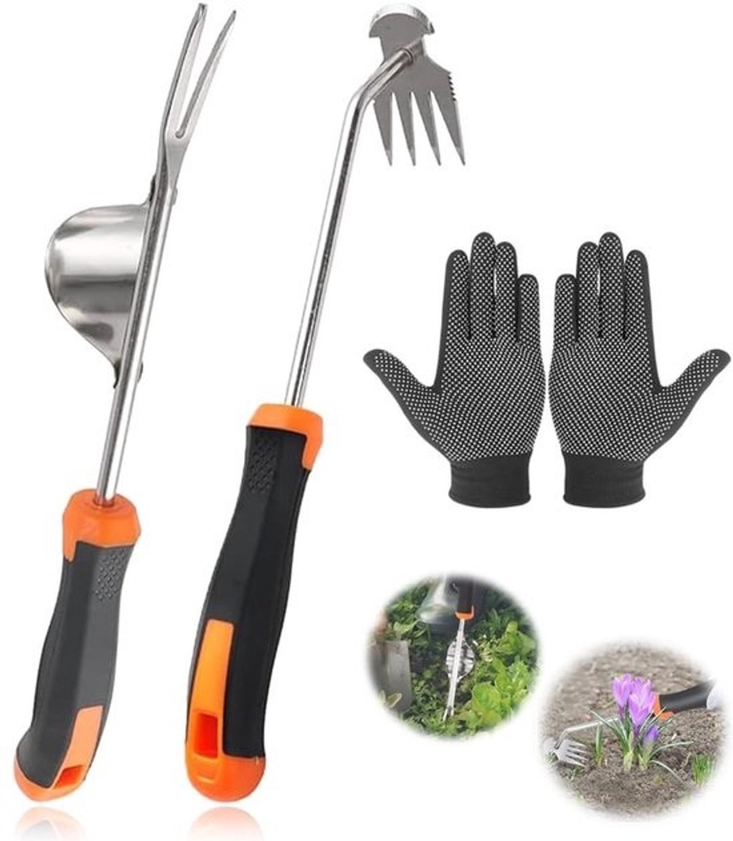 Dailygoods-onkruidstekers - 2 stuks - Handmatig tuingereedschap - Multifunctionele wiedtrekker - Lange handgreep - Hoogwaardig mangaanstaal - Slijtagebestendig - Onkruidverwijderaar