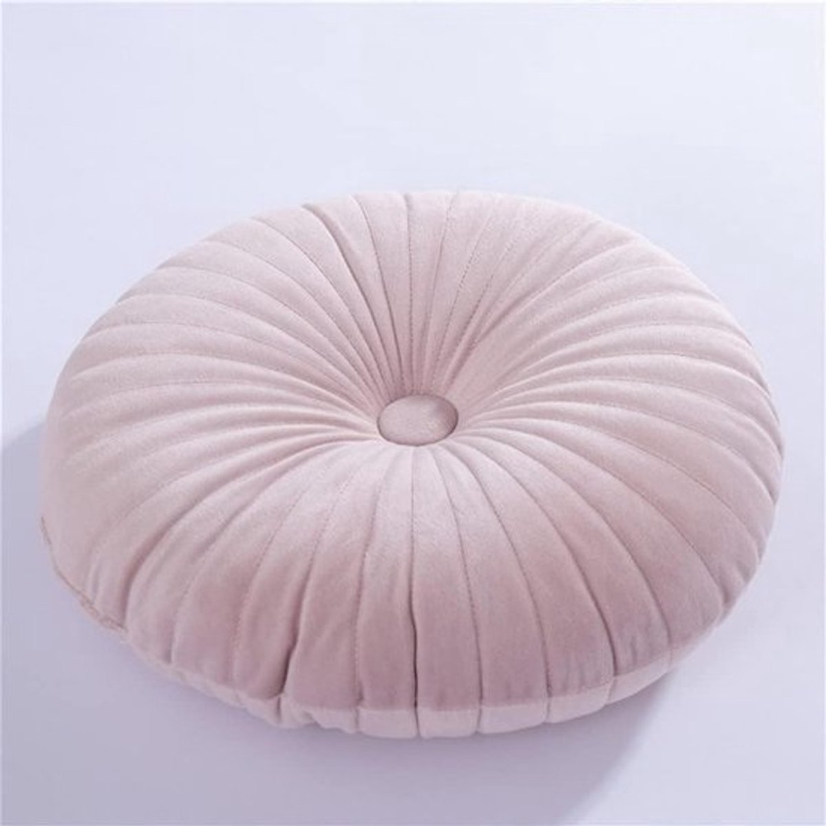 Ronde fluwelen pompoenkussen - 34.7 cm, voor woonkamer, bank en vloer (roze)
