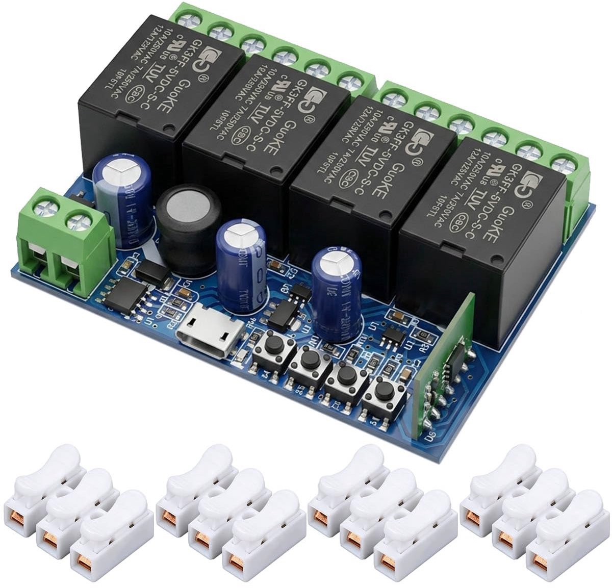 4 kanalen WIFI intelligente schakelaar voor Ewelink DC 5V 12V 48V Passieve uitgang relais module wifi-besturing - ShopVlot