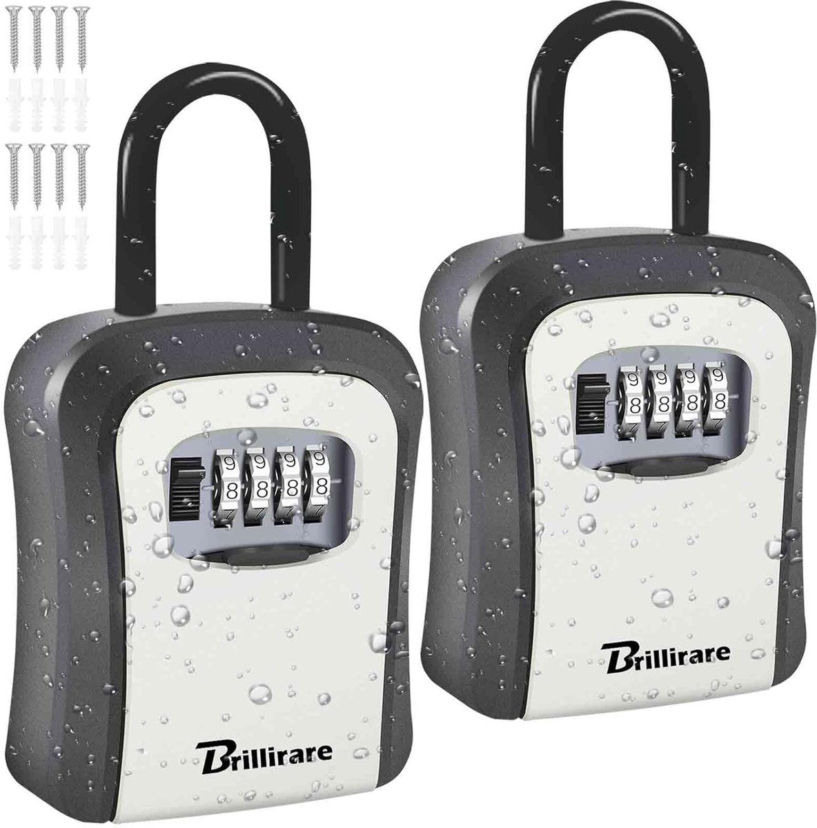 2 Pack Key Lock, Waterproof 4 Digit Combination Lock with Detachable Bracket, Resettable Key Floor for Wall Mounting - ShopVlot