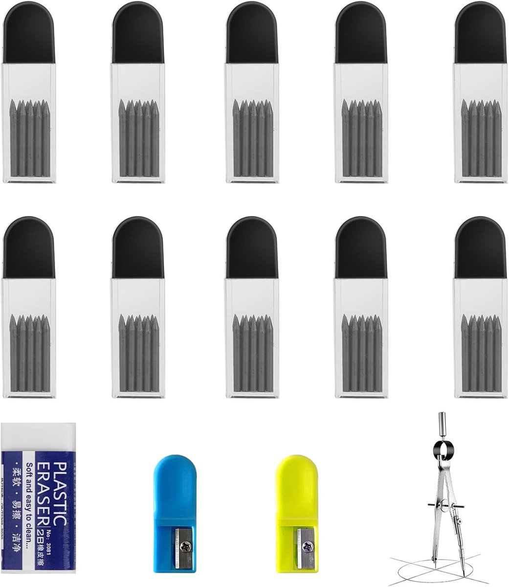 Compass refills 2mm - 120 stuks - inclusief gum en slijper - ideaal voor dagelijks gebruik - SnelShoppen