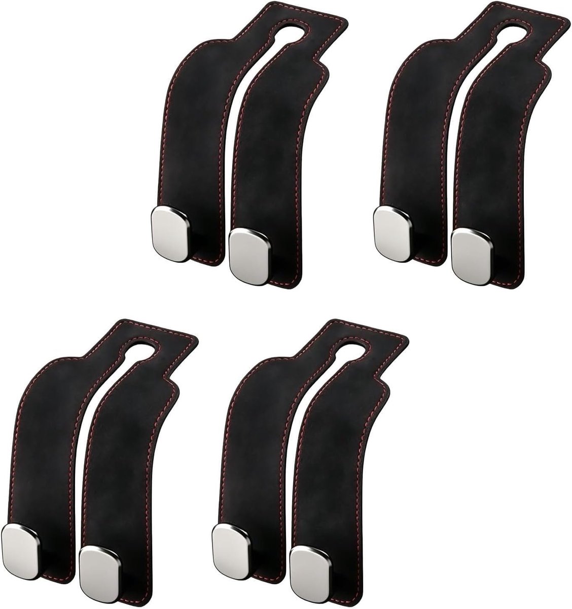4 stuks dubbele haken voor de achterkant van de autostoel, hoofdsteunhaken, autoopberghaken, tashouder, autohaken, hoofdsteun, autostoel, dubbele haken, rughaak voor tassen, autostoel