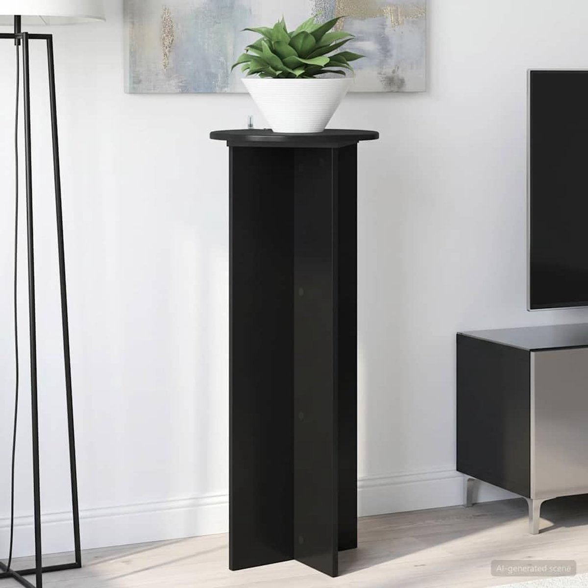Plantenstandaard, 2 stuks, zwart, diameter 40 x 100 cm, van houtmateriaal, plantenzuil voor binnen, plantenhouder met eenvoudig design voor woonkamer en kantoor