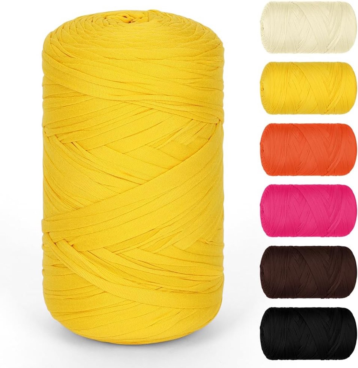 400g T-Shirtgaren, T-Shirt Yarn om te Haken, Grof, Goud Geel