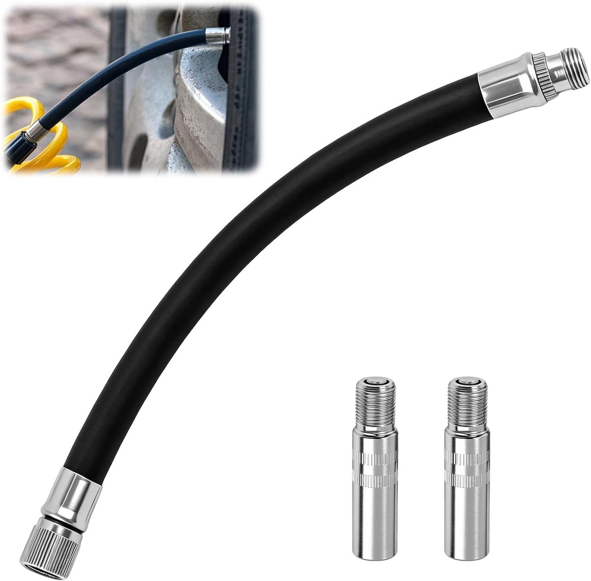 3 stuks ventielverlenging voor Xiaomi E-scooter, autoventielverlenging met adapter, slangenset, flexibele bandventieladapter voor e-scooter, fiets, motorfiets, auto