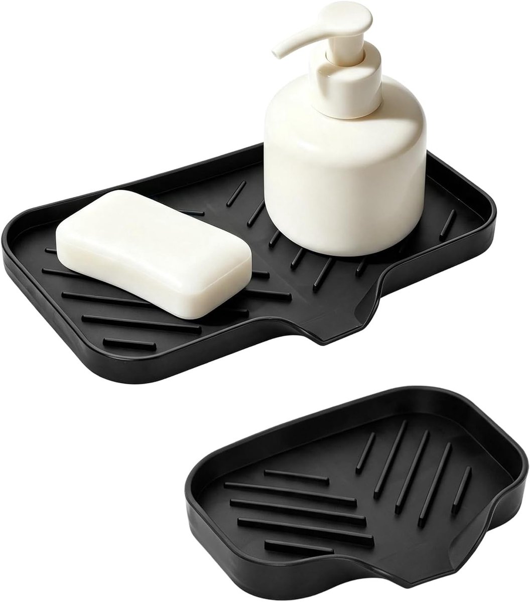 Praktische en Antislip Zeepdispenser met Afvoer, Set van 2, Ideaal voor Badkamer en Keuken