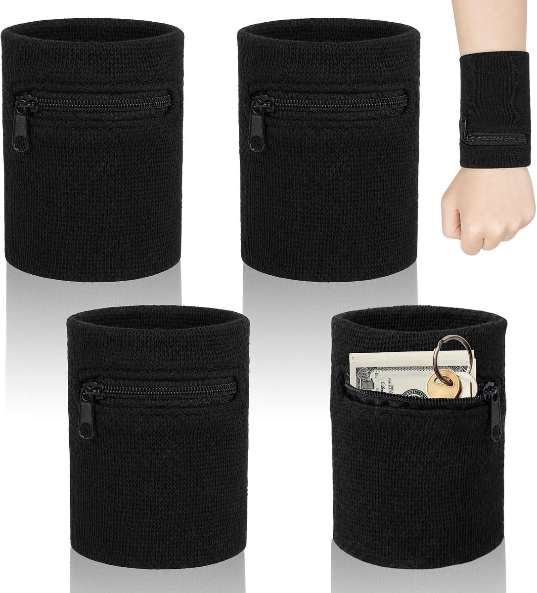 4 stuks zweetband pols ritssluiting polstas heren