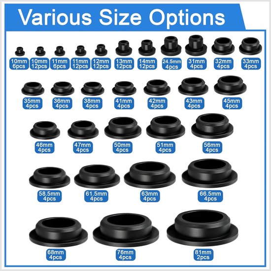 4 Stuks Rubberen Stoppen Zwart 61,5mm voor 60,5-61,5 mm Gat — afbeelding 5