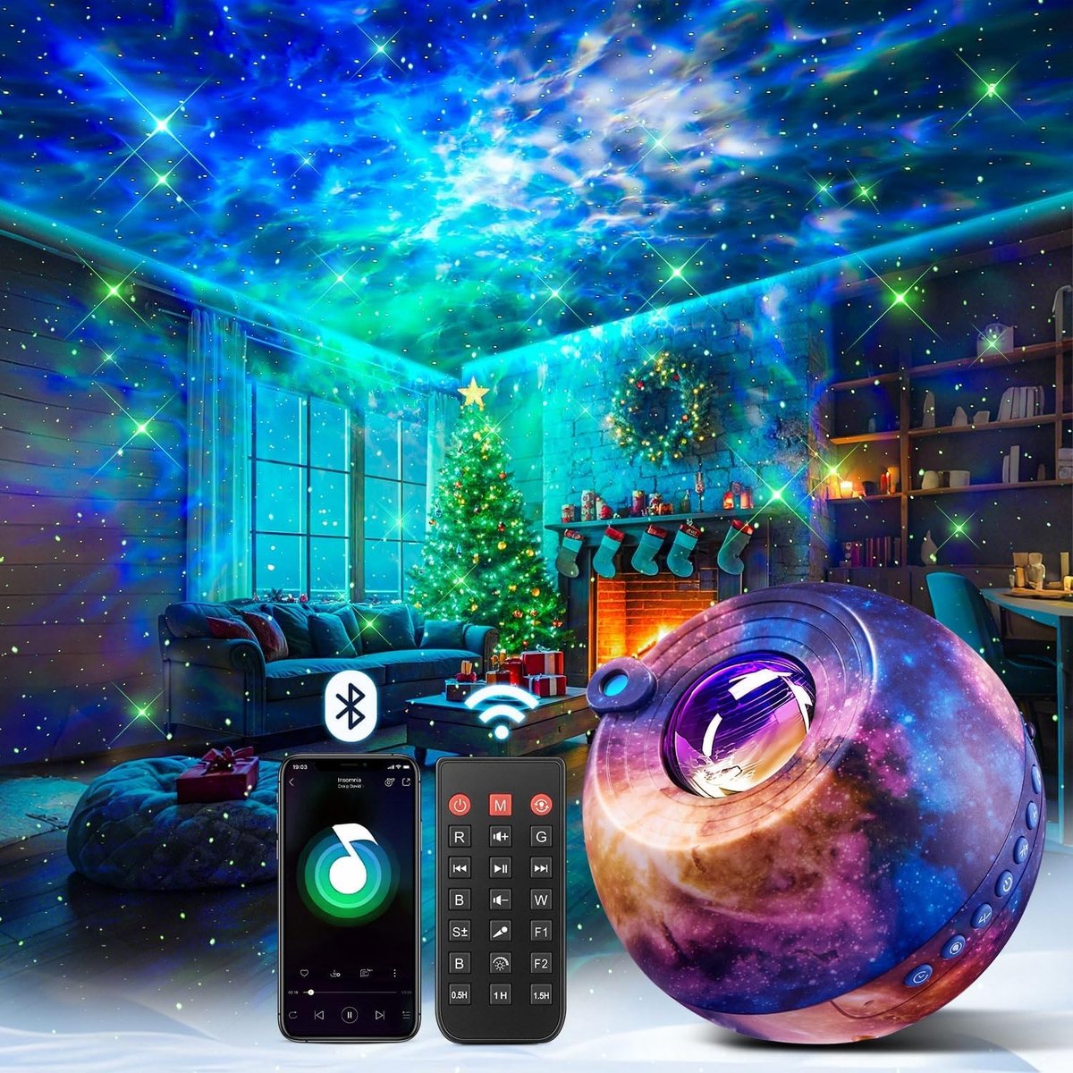 Sterrenhemel Projector met 15 Kleuren en Bluetooth, Galaxy Nachtlamp voor Kinderen, Perfecte Kamerdecoratie en Cadeau voor Meisjes en Vrouwen