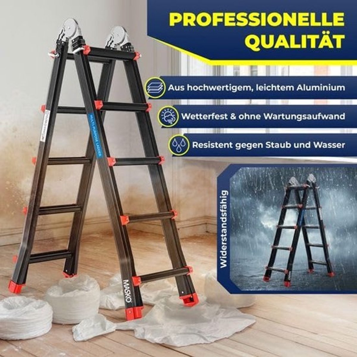 Aluminium telescopische ladder | Multifunctionele vouwladder - Leunladder