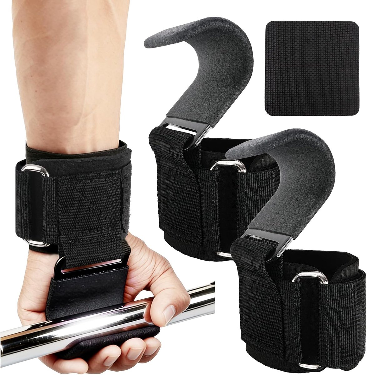 Gewichthefhaken, polsbandages voor deadlifts, pull-ups en krimps, gripbanden voor training in de sportschool - ShopVlot