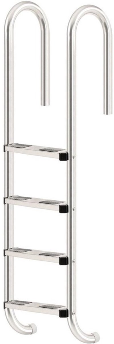 Roestvrijstalen zwembadladder - 4 treden - met antislipbeveiliging - 50 x 26,5 x 157 cm