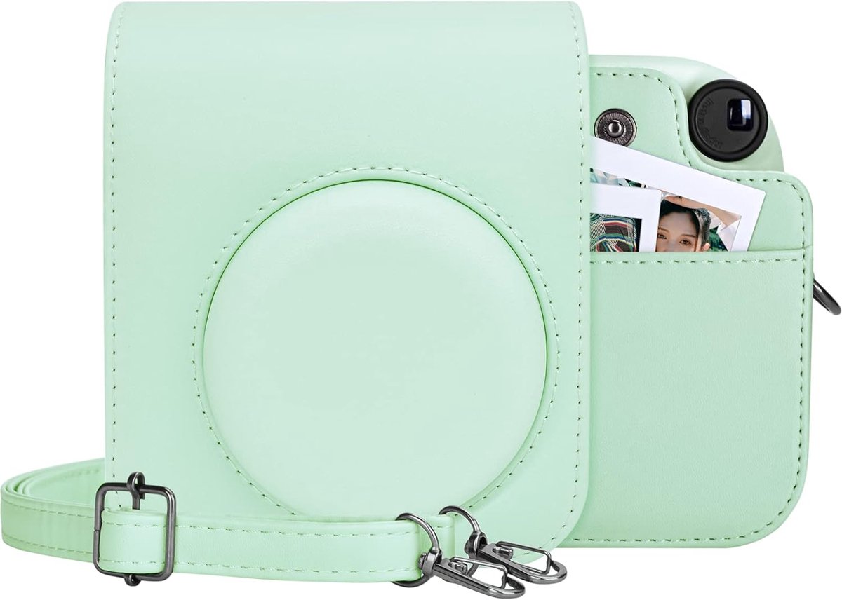 Protective Case voor Instax Mini 12 - PU Leren Camera Hoes - Mint Groen - Perfecte Bescherming tegen Krassen - ShopVlot