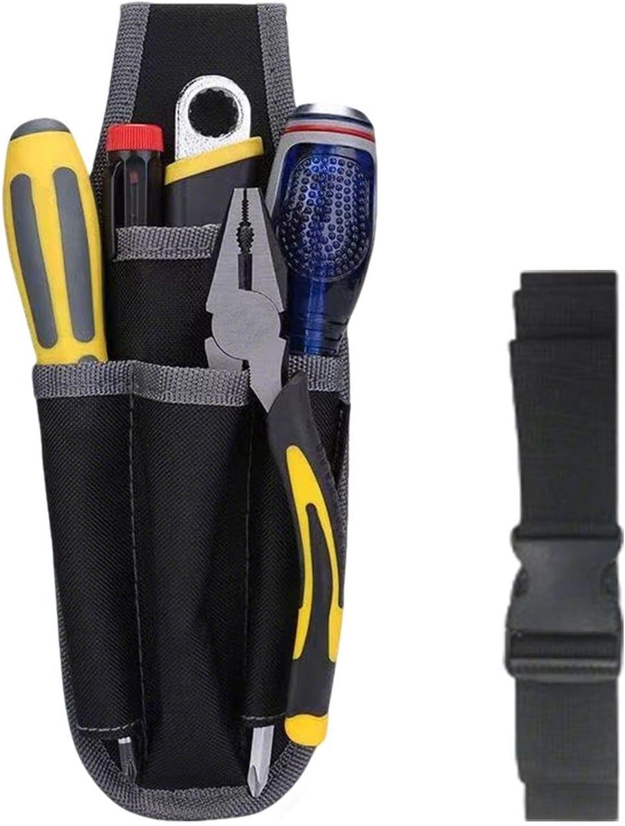 Toolopbergtas 27x10cm - Zwart - Inclusief verstelbare riem - Ideaal voor tuingereedschap - ShopVlot